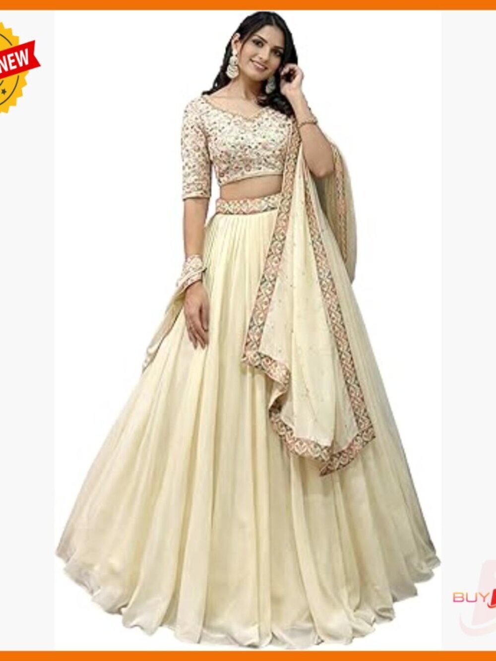 Georgette Lehenga Choli with Dupatta, Ready to Wear, X-Large